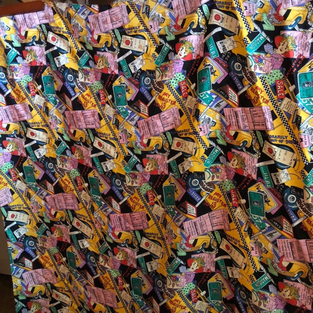 Madison Ave NY Shopping Vintage Silk Scarf by Nicole Miller ~ XL 42 X42